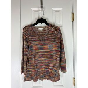 John Paul Richard Open Knit 3/4 Sleeve Womens Sweater Size Small